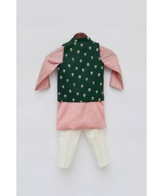 Wine Mirror Work Jacket With Kurta Pant 3