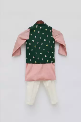 Wine Mirror Work Jacket With Kurta Pant