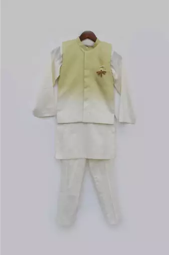 Black Ajkan With Off White Chudidar