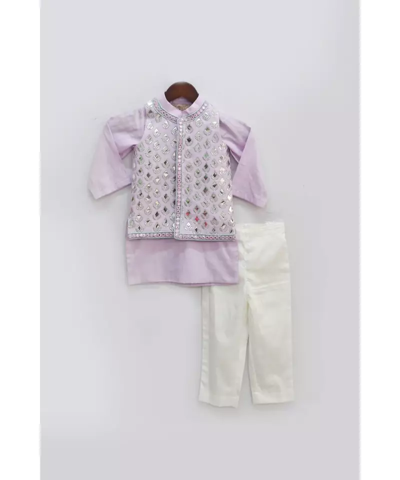 Lilac Jacket and Kurta with Pant