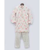 Off White Printed Kurta with Pant