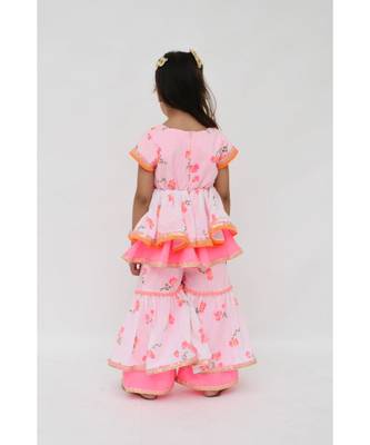 Pink Gotta Jacket With Kurta And Pant 2