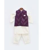 Off White Silk Cowl Kurta And Chudidar With Orange Jacket