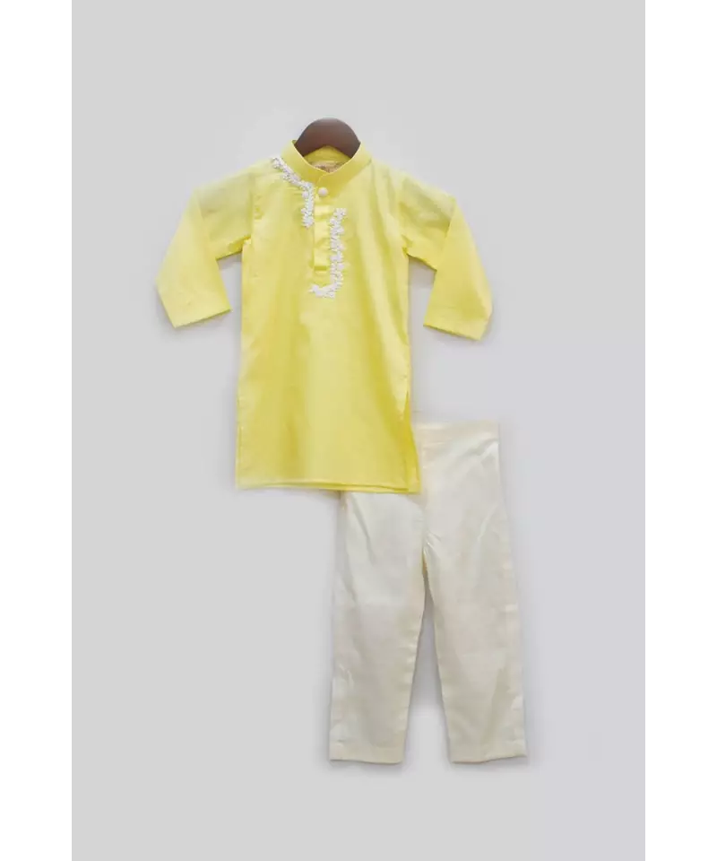 Yellow Kurta with Dori Work Embroidery and Pant