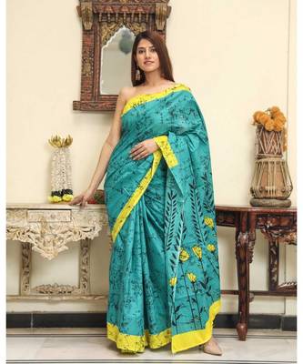  cotton printed   saree with   blouse 1