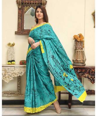  cotton printed   saree with   blouse 2