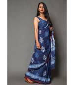  Blue Cotton Multicolor Printed Saree