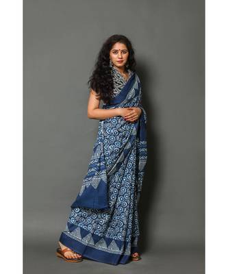  cotton printed   saree with   blouse 2