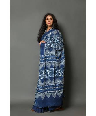  cotton printed   saree with   blouse 3