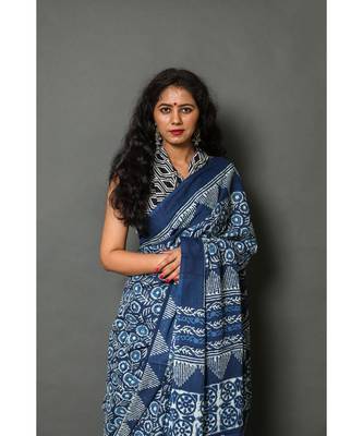  cotton printed   saree with   blouse 4