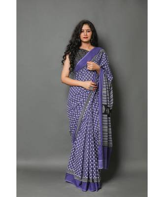  cotton printed   saree with   blouse 1