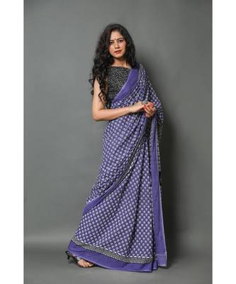  cotton printed   saree with   blouse 3