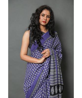  cotton printed   saree with   blouse 4