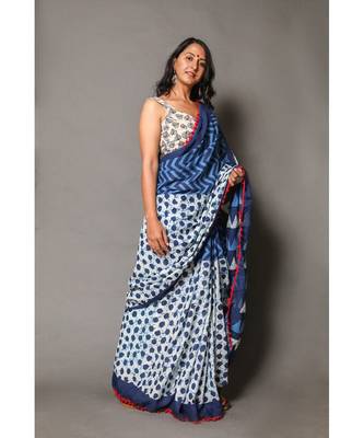  cotton printed   saree with   blouse 2