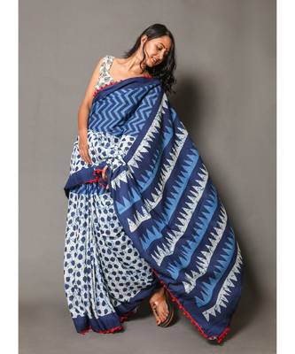  cotton printed   saree with   blouse 3