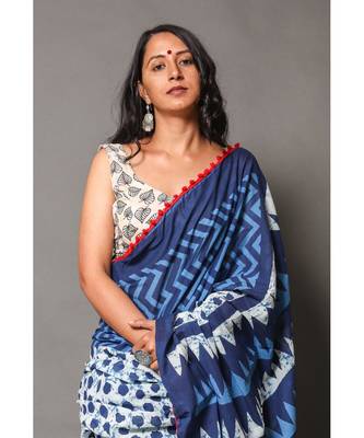  cotton printed   saree with   blouse 4