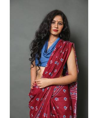  cotton printed   saree with   blouse 1