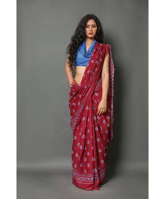  cotton printed   saree with   blouse 2