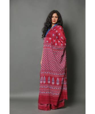  cotton printed   saree with   blouse 3