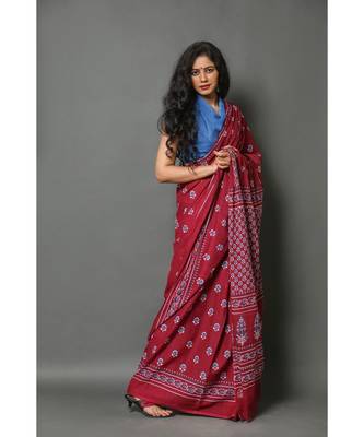  cotton printed   saree with   blouse 4
