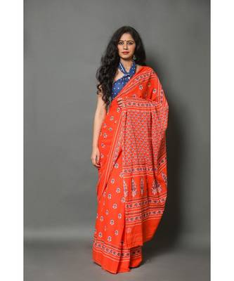  cotton printed   saree with   blouse 3