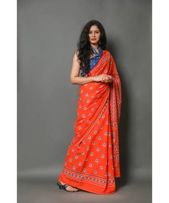  cotton printed   saree with   blouse 4