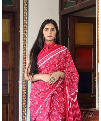  cotton printed   saree with   blouse 5