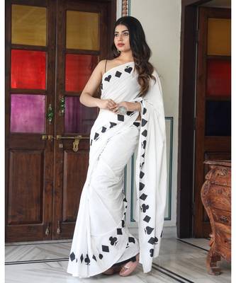  cotton printed   saree with   blouse 1