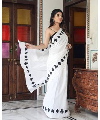  cotton printed   saree with   blouse 2