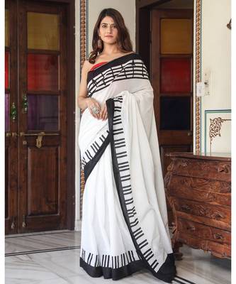  cotton printed   saree with   blouse 2