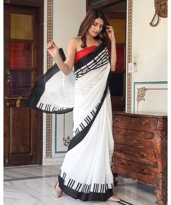  cotton printed   saree with   blouse 3