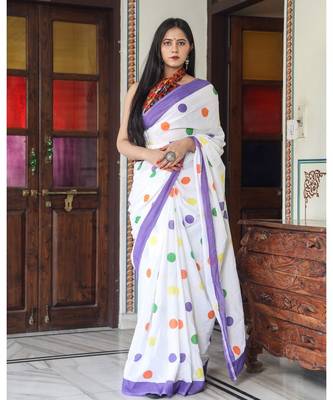  cotton printed   saree with   blouse 1
