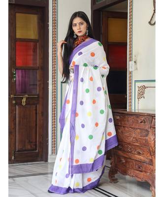  cotton printed   saree with   blouse 2