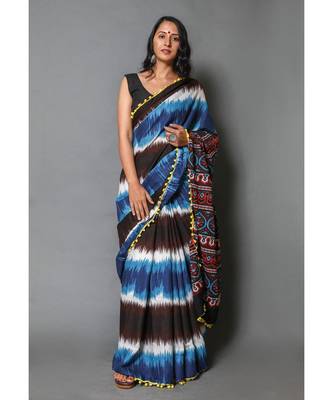  cotton printed   saree with   blouse 1