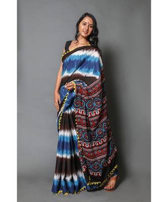  cotton printed   saree with   blouse 2