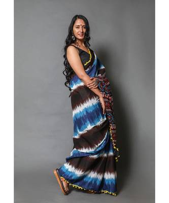  cotton printed   saree with   blouse 3