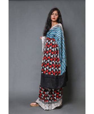  cotton printed   saree with   blouse 3