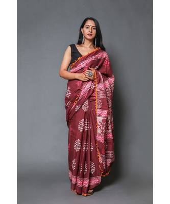  cotton printed   saree with   blouse 1