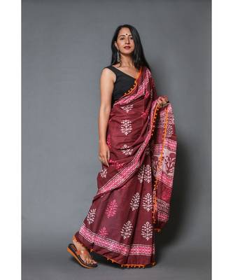  cotton printed   saree with   blouse 3