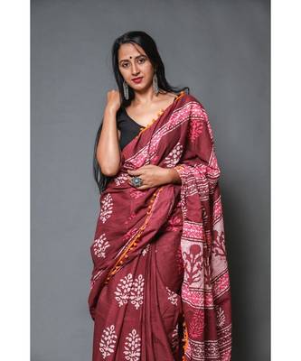  cotton printed   saree with   blouse 4
