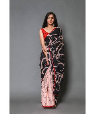  cotton printed   saree with   blouse 1