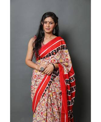  cotton printed   saree with   blouse 2