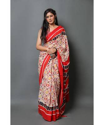  cotton printed   saree with   blouse 1