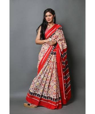  cotton printed   saree with   blouse 3
