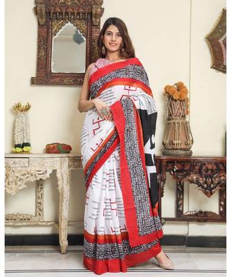  cotton printed   saree with   blouse 1