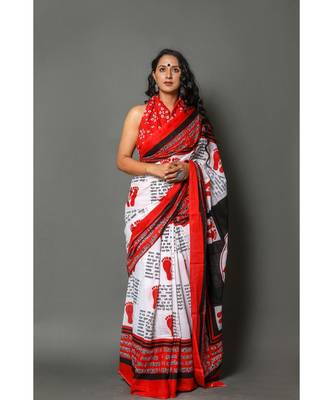  cotton printed   saree with   blouse 1