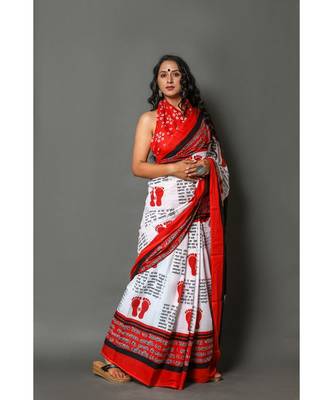  cotton printed   saree with   blouse 2