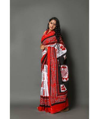  cotton printed   saree with   blouse 3