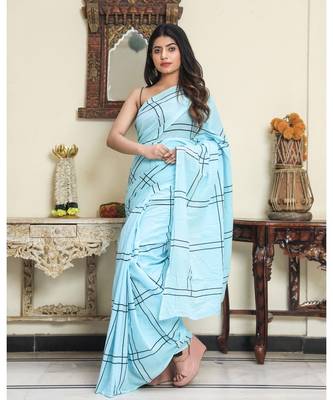  cotton printed   saree with   blouse 1