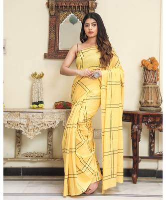  cotton printed   saree with   blouse 1